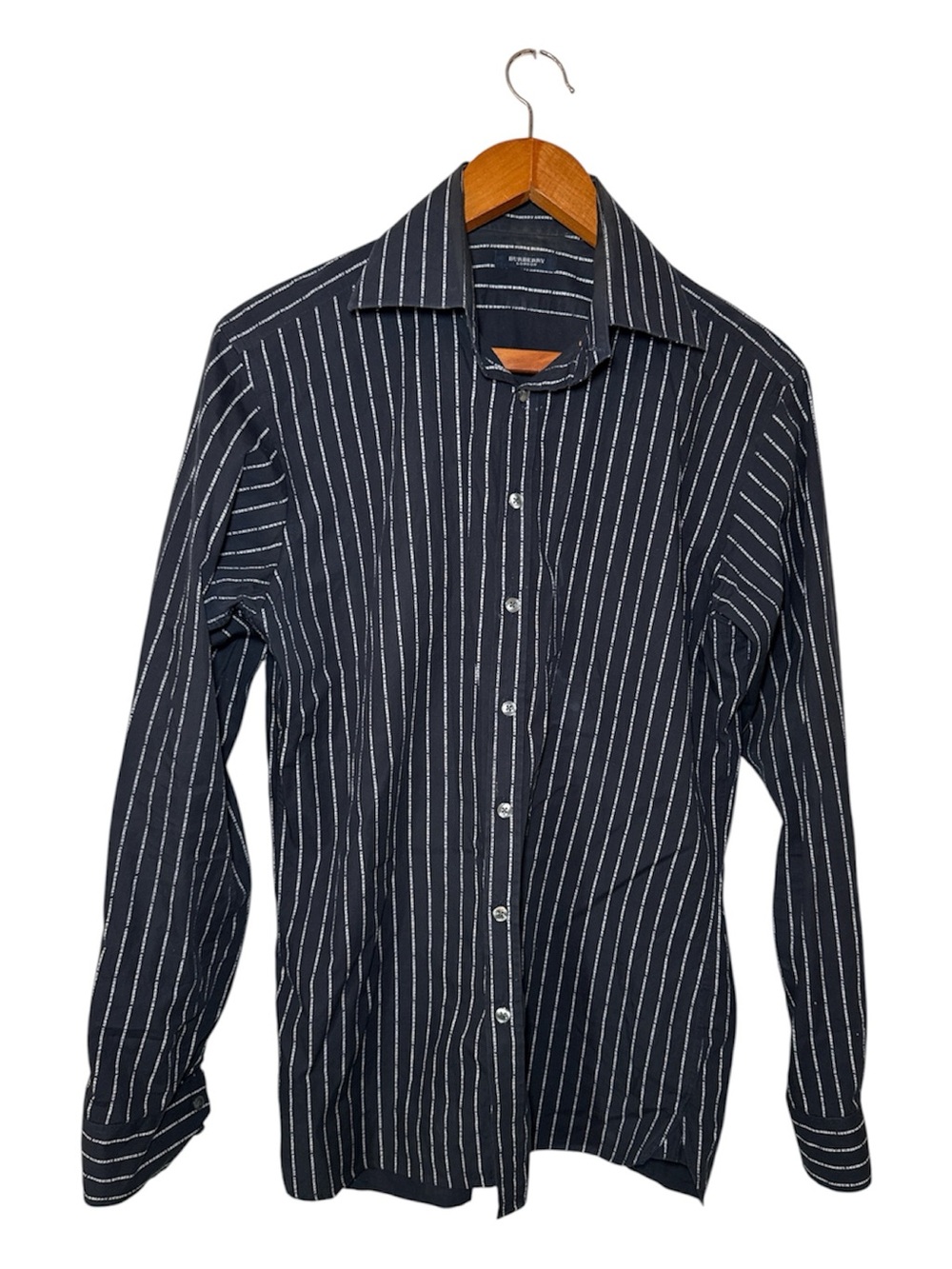 Burberry London Men's Button Up Monogram Shirt Size 15 1/2-39 Black